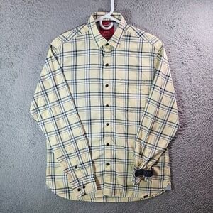 John Players Shirt Men 40 cm‎ Flip Cuff Trim Fit Button Long Sleeve Yellow Plaid